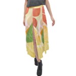 Citrus Fruit Healthy Vitamin Velour Split Maxi Skirt