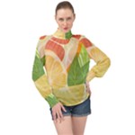 Citrus Fruit Healthy Vitamin High Neck Long Sleeve Chiffon Top