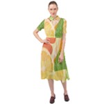 Citrus Fruit Healthy Vitamin Keyhole Neckline Chiffon Dress