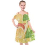 Citrus Fruit Healthy Vitamin Kids  Cut Out Shoulders Chiffon Dress