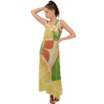 Citrus Fruit Healthy Vitamin V-Neck Chiffon Maxi Dress