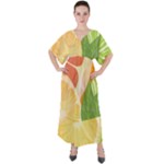 Citrus Fruit Healthy Vitamin V-Neck Boho Style Maxi Dress