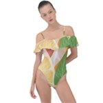 Citrus Fruit Healthy Vitamin Frill Detail One Piece Swimsuit