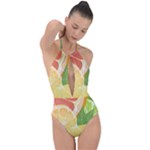 Citrus Fruit Healthy Vitamin Plunge Cut Halter Swimsuit