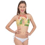 Citrus Fruit Healthy Vitamin Cross Front Halter Bikini Top