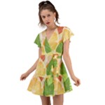 Citrus Fruit Healthy Vitamin Flutter Sleeve Wrap Dress