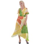 Citrus Fruit Healthy Vitamin Cross Front Sharkbite Hem Maxi Dress