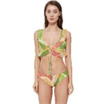 Citrus Fruit Healthy Vitamin Low Cut Ruffle Edge Bikini Set