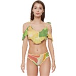 Citrus Fruit Healthy Vitamin Ruffle Edge Tie Up Bikini Set	