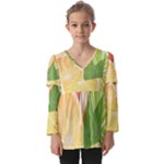 Citrus Fruit Healthy Vitamin Kids  V Neck Casual Top