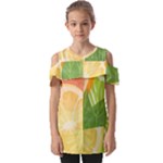 Citrus Fruit Healthy Vitamin Fold Over Open Sleeve Top