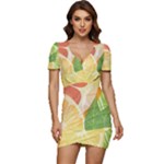 Citrus Fruit Healthy Vitamin Low Cut Cap Sleeve Mini Dress