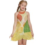 Citrus Fruit Healthy Vitamin Kids  Halter Collar Waist Tie Chiffon Dress