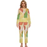 Citrus Fruit Healthy Vitamin Womens  Long Sleeve Lightweight Pajamas Set