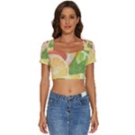 Citrus Fruit Healthy Vitamin Short Sleeve Square Neckline Crop Top 