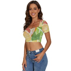 Short Sleeve Square Neckline Crop Top  