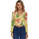 Citrus Fruit Healthy Vitamin Long Sleeve V-Neck Top