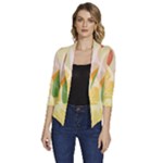 Citrus Fruit Healthy Vitamin Women s Draped Front 3/4 Sleeve Shawl Collar Jacket