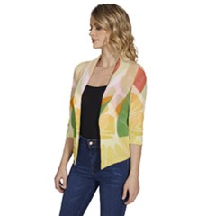 Women s Draped Front 3/4 Sleeve Shawl Collar Jacket 