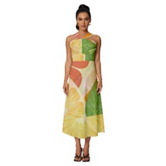 Sleeveless Cross Front Cocktail Midi Chiffon Dress 