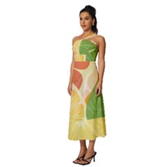 Sleeveless Cross Front Cocktail Midi Chiffon Dress 