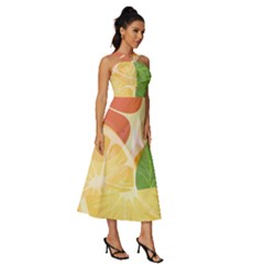 Sleeveless Cross Front Cocktail Midi Chiffon Dress 