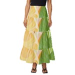 Citrus Fruit Healthy Vitamin Tiered Ruffle Maxi Skirt