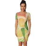 Citrus Fruit Healthy Vitamin Fitted Knot Split End Bodycon Dress