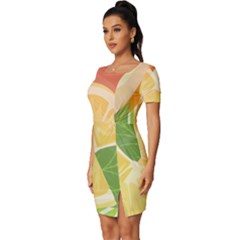 Fitted Knot Split End Bodycon Dress 