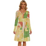 Citrus Fruit Healthy Vitamin Long Sleeve Dress With Pocket