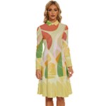 Citrus Fruit Healthy Vitamin Long Sleeve Shirt Collar A-Line Dress