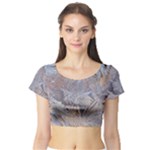 Window Pattern Winter Frost Short Sleeve Crop Top