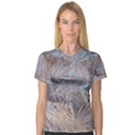 Window Pattern Winter Frost V-Neck Sport Mesh T-Shirt