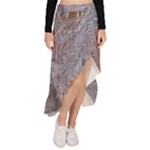 Window Pattern Winter Frost Asymmetrical Ruffle Hem Skirt 