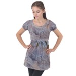 Window Pattern Winter Frost Puff Sleeve Tunic Top