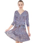 Window Pattern Winter Frost Quarter Sleeve Front Wrap Dress