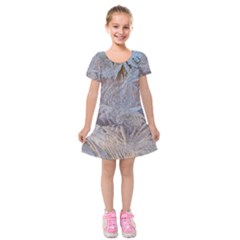 Window Pattern Winter Frost Kids  Short Sleeve Velvet Dress from ArtsNow.com