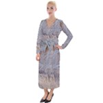 Window Pattern Winter Frost Velvet Maxi Wrap Dress