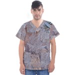 Window Pattern Winter Frost Men s V-Neck Scrub Top