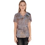 Window Pattern Winter Frost Women s V-Neck Scrub Top