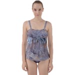 Window Pattern Winter Frost Twist Front Tankini Set