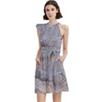 Window Pattern Winter Frost Cocktail Party Halter Sleeveless Dress With Pockets