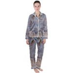 Window Pattern Winter Frost Women s Long Sleeve Satin Pajamas Set	