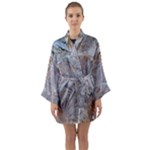 Window Pattern Winter Frost Long Sleeve Satin Kimono