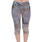 Window Pattern Winter Frost Velvet Capri Leggings 