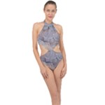 Window Pattern Winter Frost Halter Side Cut Swimsuit