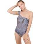 Window Pattern Winter Frost Frilly One Shoulder Swimsuit