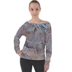 Window Pattern Winter Frost Off Shoulder Long Sleeve Velour Top