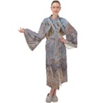 Window Pattern Winter Frost Maxi Velvet Kimono