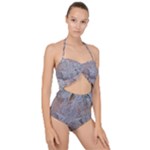 Window Pattern Winter Frost Scallop Top Cut Out Swimsuit